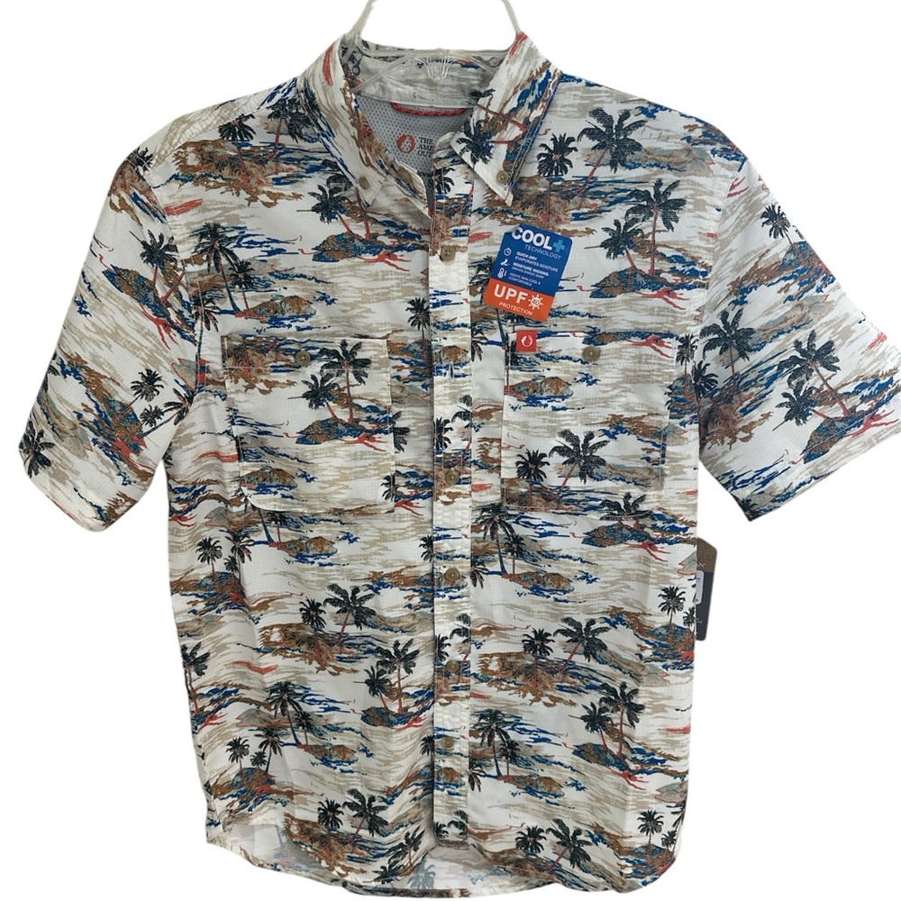 The American Outdoorsman Short Sleeve Button Down Shirt Tropical Cool Mens Small
